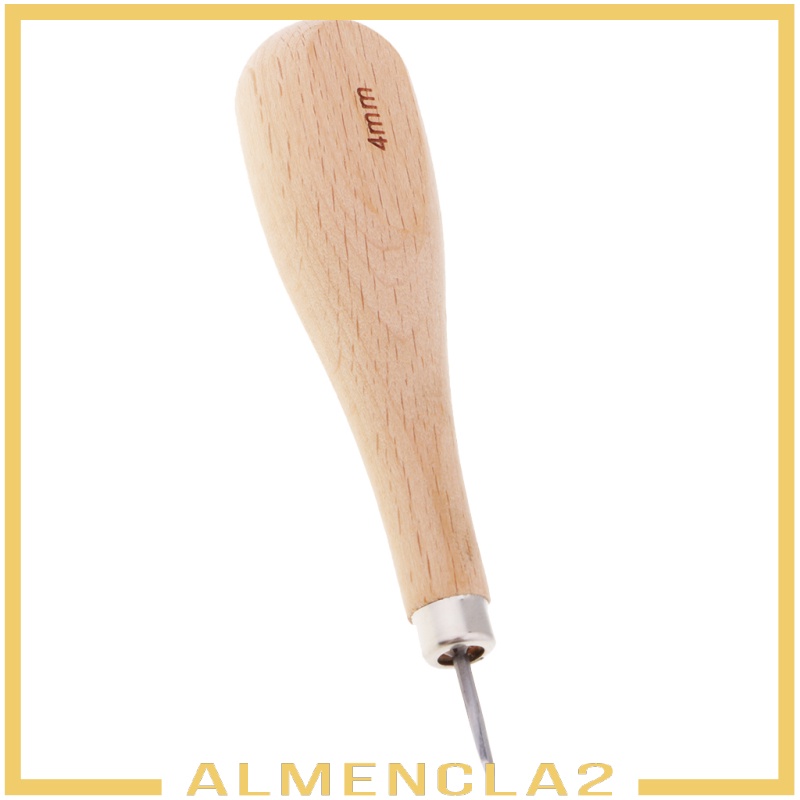 [ALMENCLA2] 1 Piece Wooden Handle Leather Stitcher Sewing Awl for Leather Crafts 5-6mm