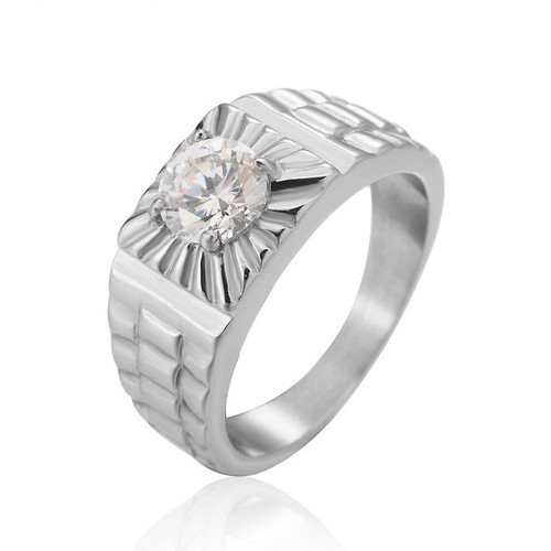 Nhẫn Nam Đính 1 Viên Đá Nhân Tạo Titan Ko Đen TT 2605