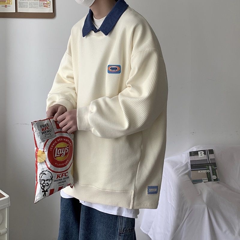 Áo Hoodie Giả Hai Lớp Cổ Điển Instagram Waffles Phù Hợp Với Mùa Xuân Và Mùa Thu Dành Cho Nam