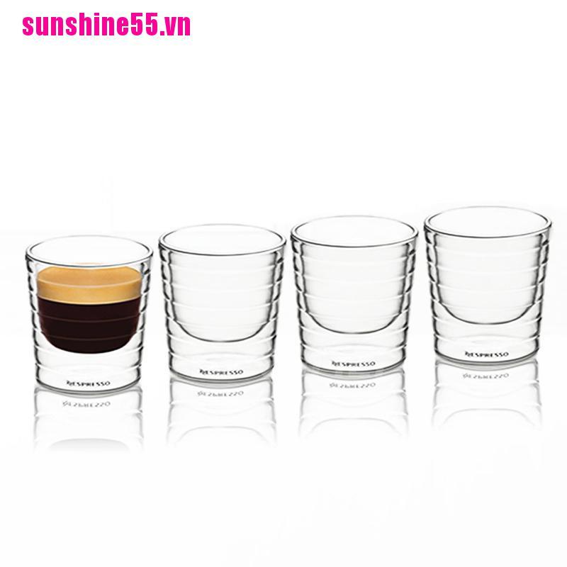 Cốc thủy tinh uống cà phê nespresso hai lớp có tay cầm