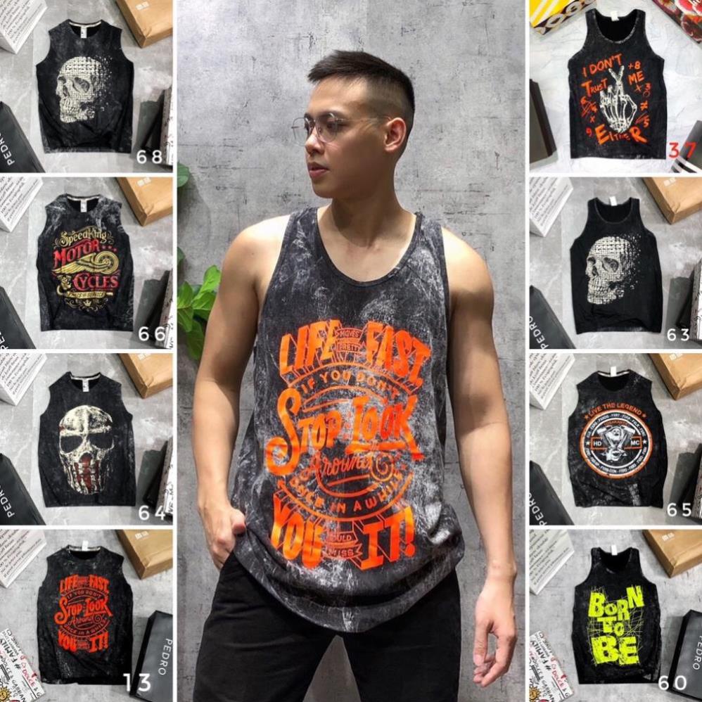 Áo ba lỗ gym big size tanktop sát nách thể thao cotton họa tiết đầu lâu cao cấp thái lan SNTL 62 🥇 *