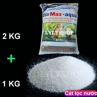 COMBO CÁT THẠCH ANH (1KG) + Phân nền DIA MAX- AQUA 2kg ( Nâu), Vật liệu lọc, trang trí bể cá