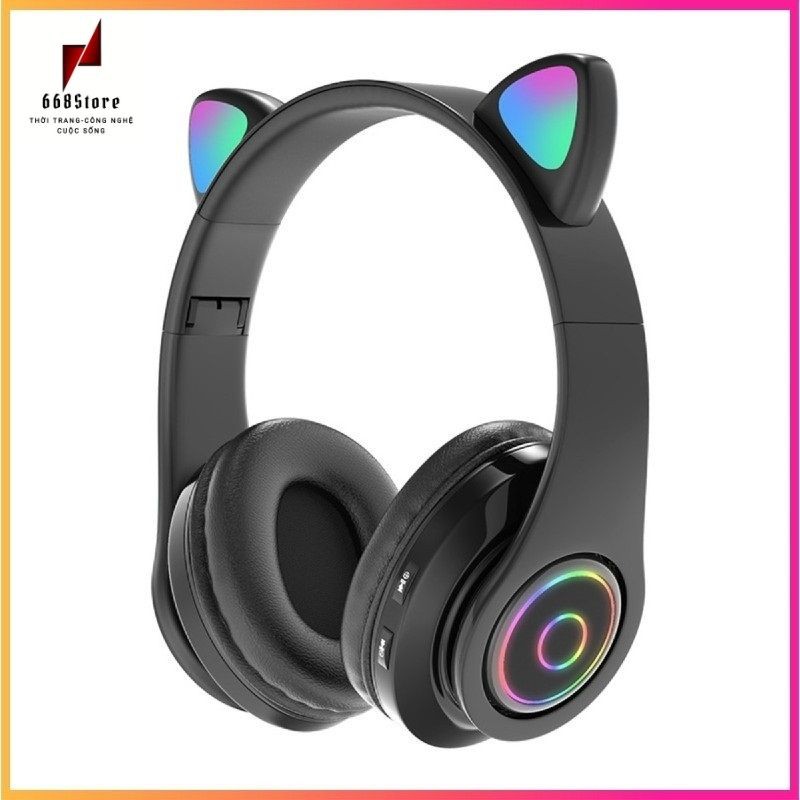 Tai nghe bluetooth 5.0, tai nghe mèo siêu dễ thương, có led RGB,khe cắm thẻ nhớ và đầy đủ nút bấm | WebRaoVat - webraovat.net.vn