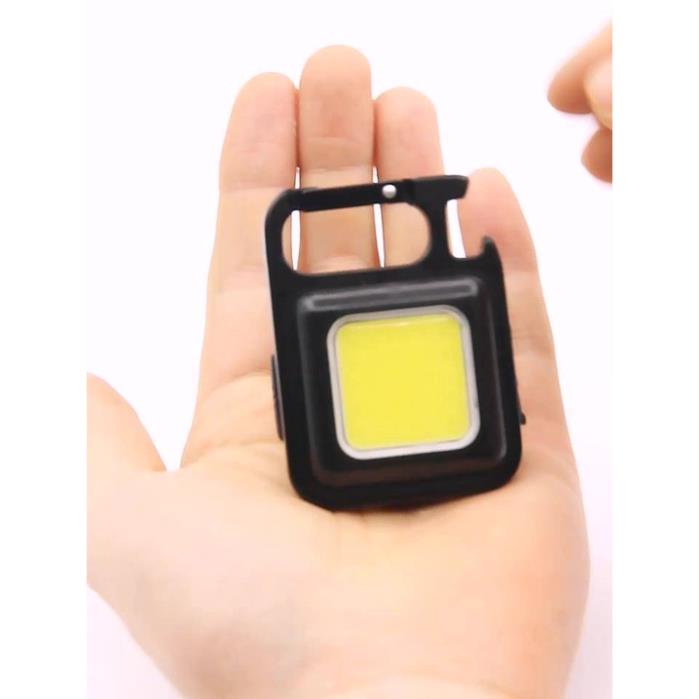 Móc chìa khoá đèn pin LED COB mini tích hợp mở bia, chống nước, dùng pin sạc, có nam châm đính kèm