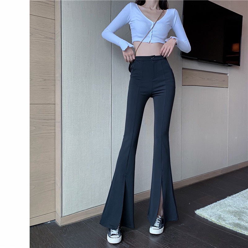 [MẪU MỚI] Quần Tây Nữ Ống Loe Xẻ Gấu Cạp Cao Dáng Dài Nâng Mông Thời Trang Sugal QUAN NU 032