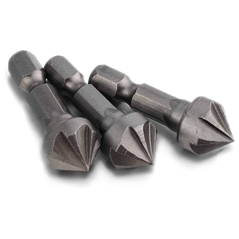 10Pcs 90 Degree Countersink Drill Chamfer Bit 1/4 inch 6 Flute