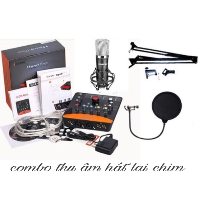 combo bộ livestream thu âm. sound card icon uopd pro. mic takstar pc k600.chân kẹp.màng lọc.dây live ma2.dây knong.