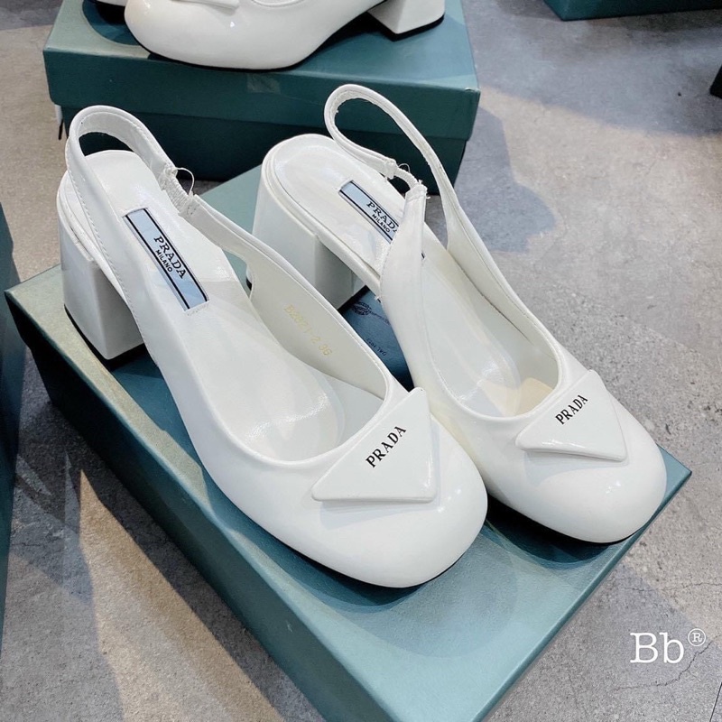BÁN SỈ SLL GIÀY SANDAL NỮ CÔNG SỞ BÍT MŨI PRAADA GÓT VUÔNG 5p