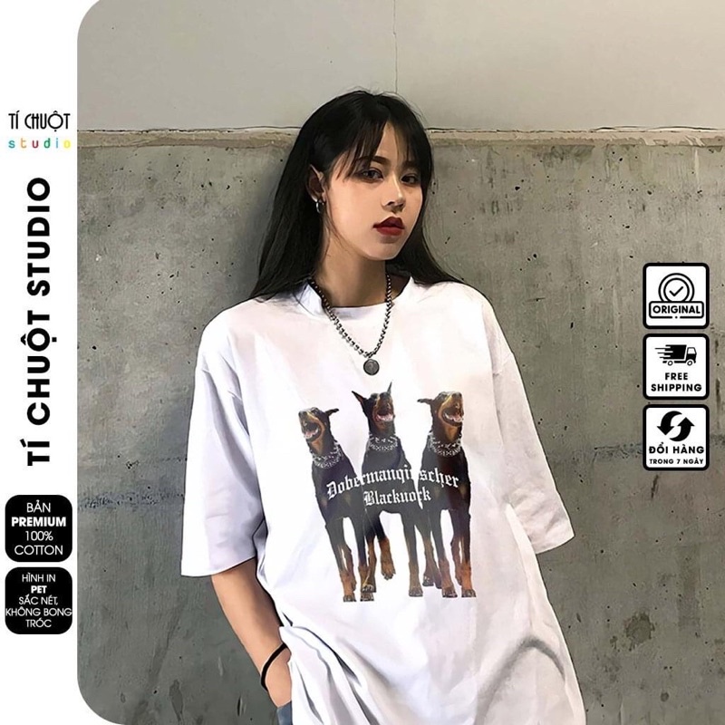 Áo thun unisex nam nữ hình ba con chó có big size vải cotton cao cấp