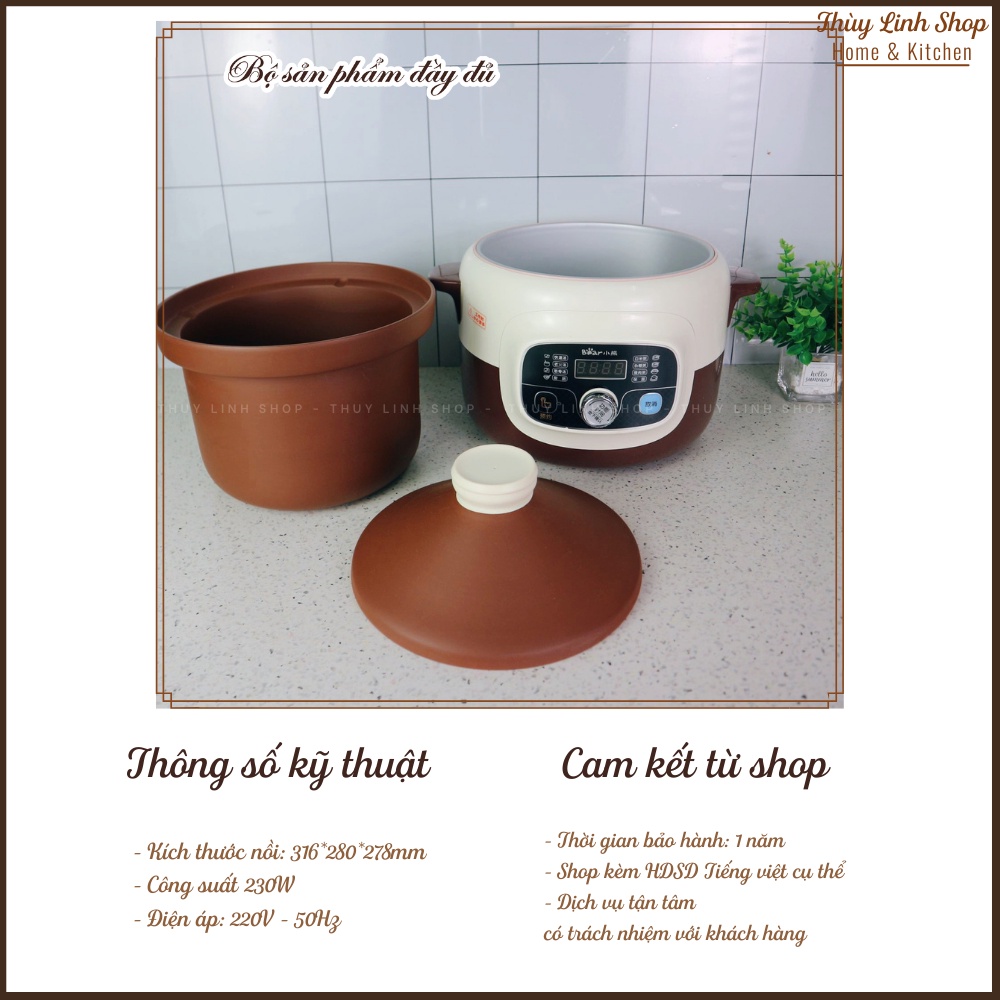 NỒI HẦM ĐA NĂNG BEAR 4L LÕI TỬ SA TƯ NHIÊN CAO CẤP