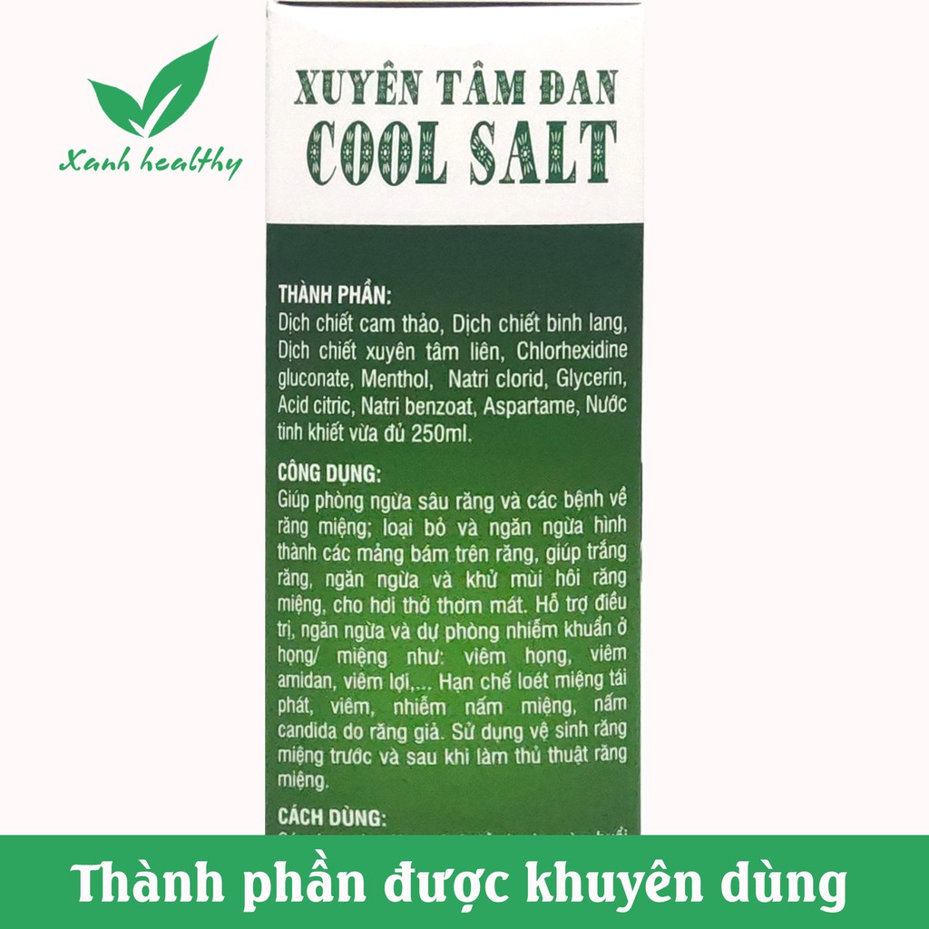 Nước súc miệng thảo dược XUYÊN TÂM ĐAN - giúp ngăn ngừa sâu răng, sạch răng, thơm miệng hiệu quả - Chai 250ml