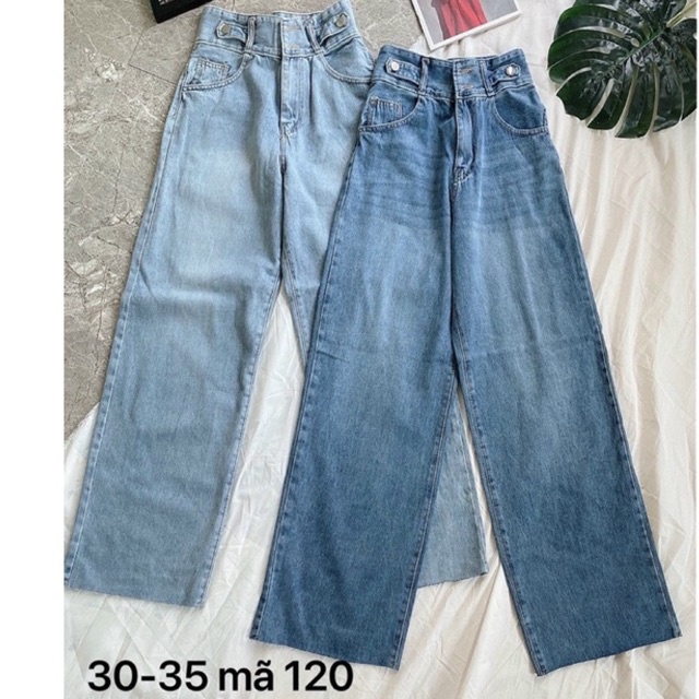Bigsize(30-35)FREESHIP Quần Jeans Suông VNXK 2 Nút Lưng Kiểu Nữ Size Lớn 2 Màu Ms 120- TC Shop Jeans