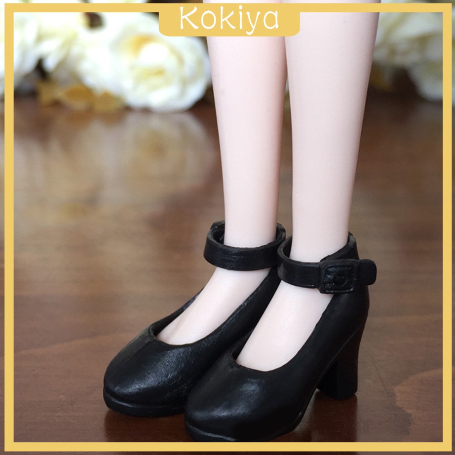 Giày Cao Gót Mini Màu Đen Cho Búp Bê Tỉ Lệ 1 / 6