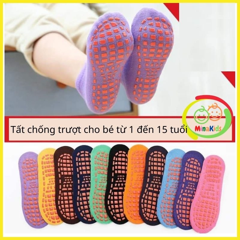 Tất Chống Trơn Trượt Vớ Chống Trượt Cho Bé 1 Đến 10 Tuổi Dễ Thương Vải Cao Cấp Minakids TAT02