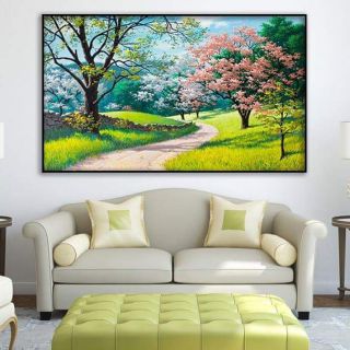 Tranh in canvas phong cảnh mùa xuân 60x90 kèm khung
