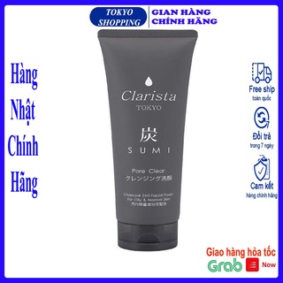 Sữa rửa mặt than hoạt tính, tạo bọt Clarista 130g Hàng Nhật Chính Hãng