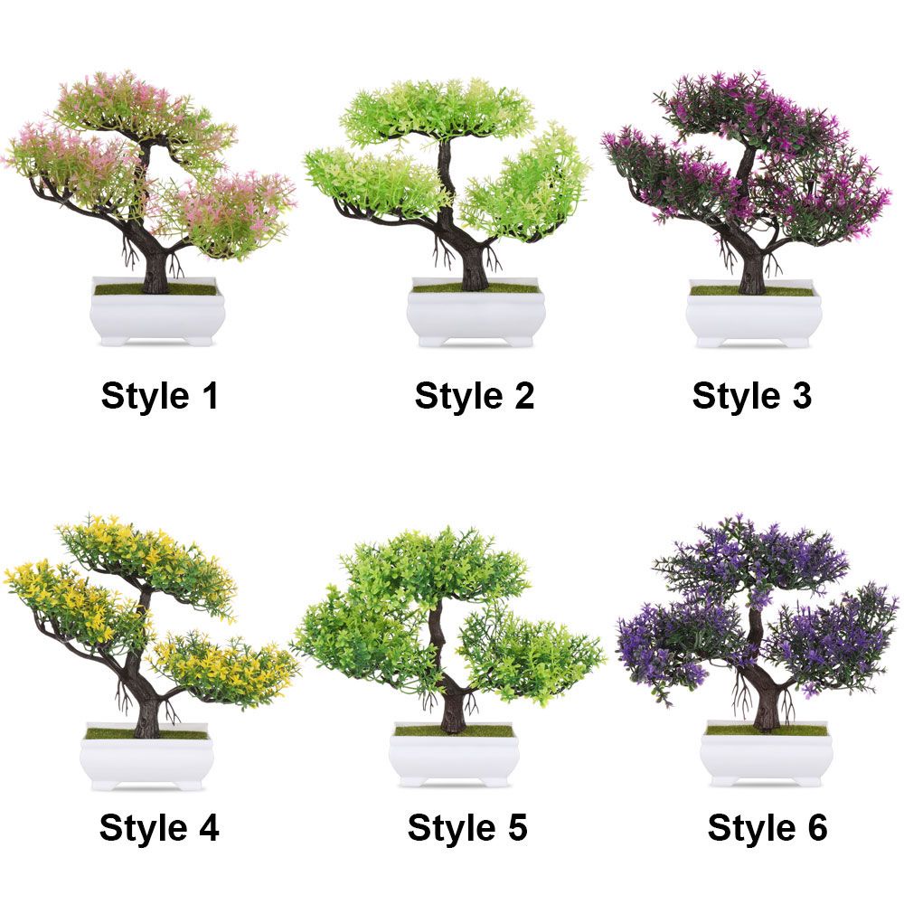 Chậu cây bonsai giả nhiều màu sắc dùng trang trí nhà cửa