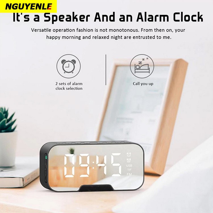 [Mã ELHACE giảm 4% đơn 300K] Loa Bluetooth Di Động Có Mặt Gương Tích Hợp Đồng Hồ Báo Thức G10 CARISE 2021