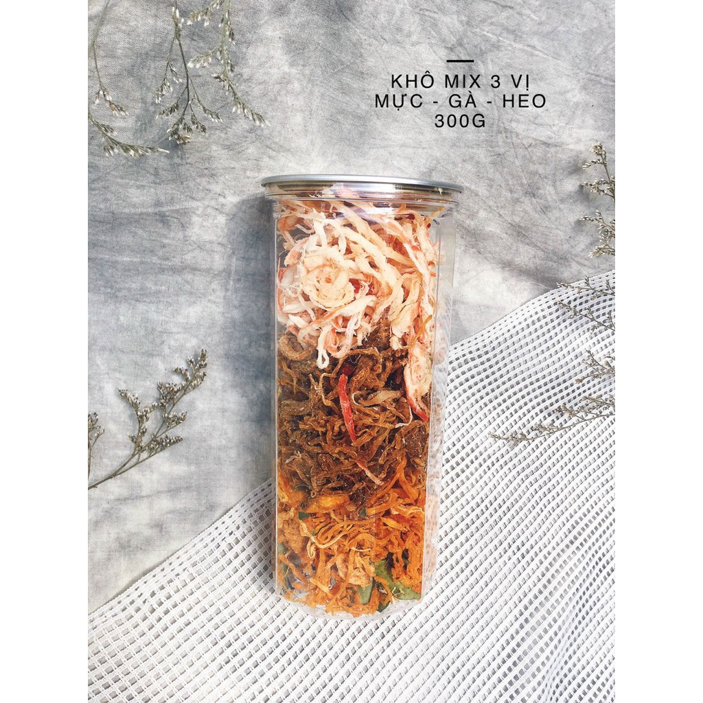 Khô Mix 3 vị Khô Gà, Khô Mực, Khô Heo Hàng Loại 1 Hũ 300g - Đồ Ăn Vặt Nhà Làm Thế Giới Ăn Vặt | BigBuy360 - bigbuy360.vn