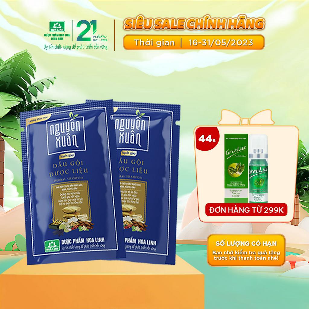 Dây dầu gội dược liệu Nguyên Xuân sạch gàu ( 10 gói x 5.5ml)