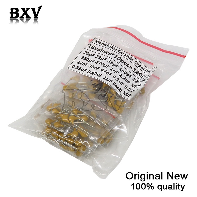 Set 10 Tụ Điện Đơn Đôi 18Vuesx=180 Cái, Tụ Điện Bằng Gốm Phong Cách Gothic 20PF-105(1UF) 50V