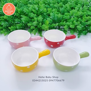 Bát Chén Sứ Ăn Dặm Hình Gáo Chấm Bi Cho Bé 100ml