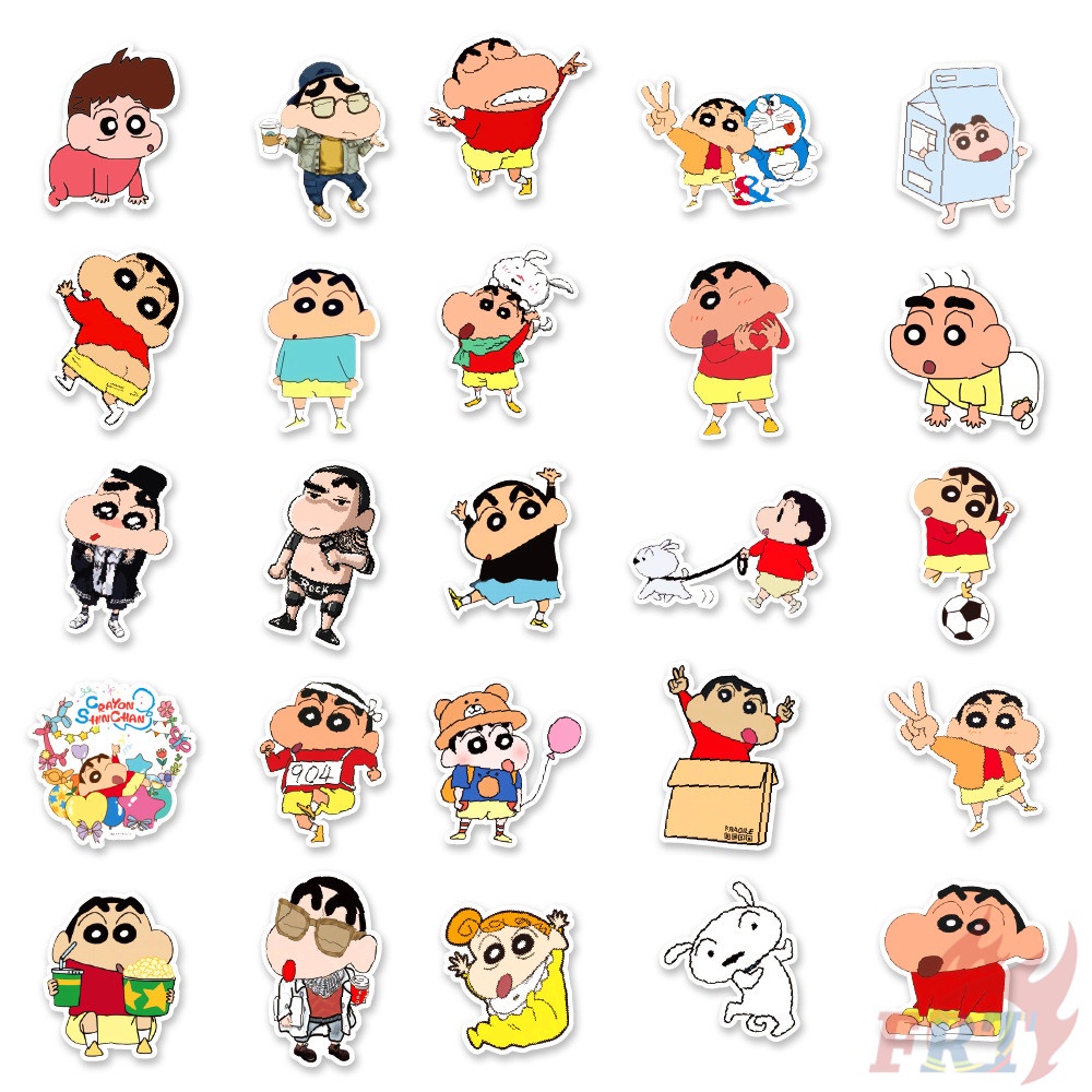 Bộ 50 Cái ☆ Miếng Dán Trang Trí Hình Cậu Bé Bút Chì Shin-chan Series 05 ☆ Sticker Dán Tường Chống Thấm Nước Thời Trang