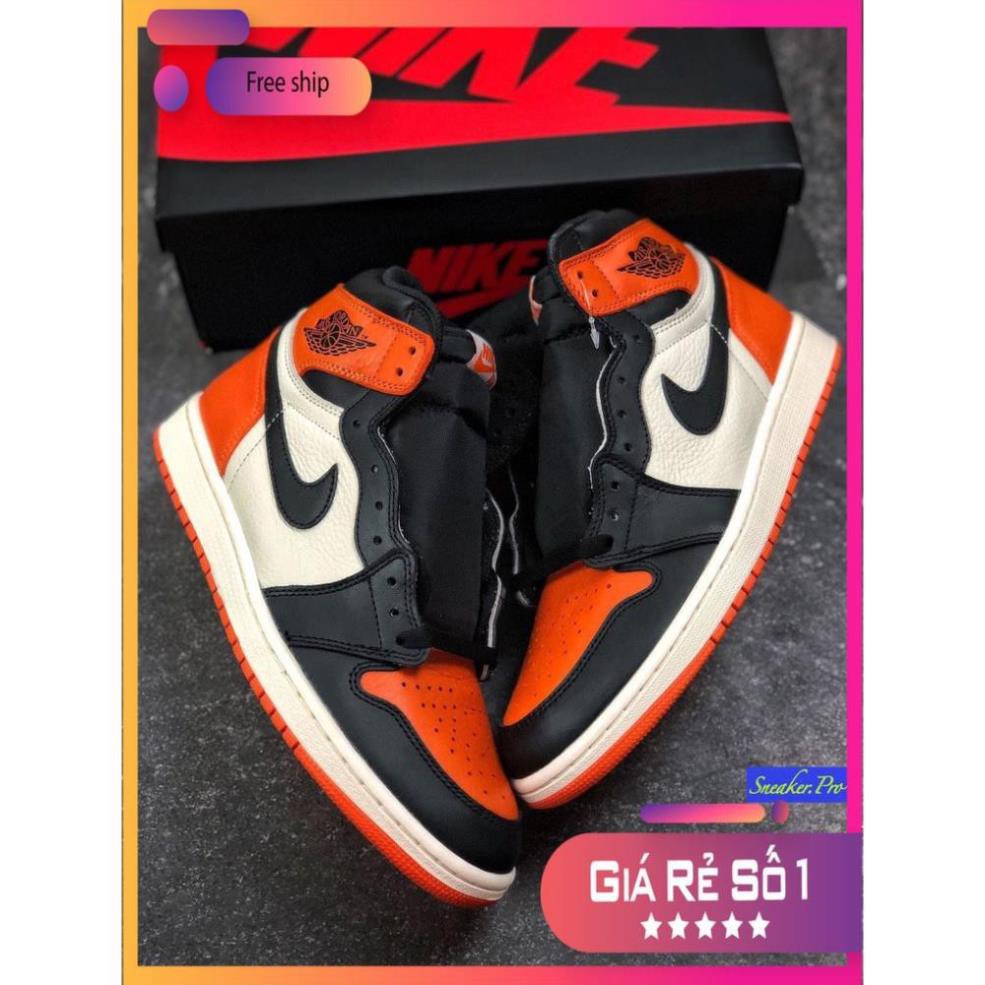 (FULL BOX + SALE) Giày thể thao Air Jordan 1 Retro High màu cam đen cổ cao siêu đẹp dành cho nam nữ