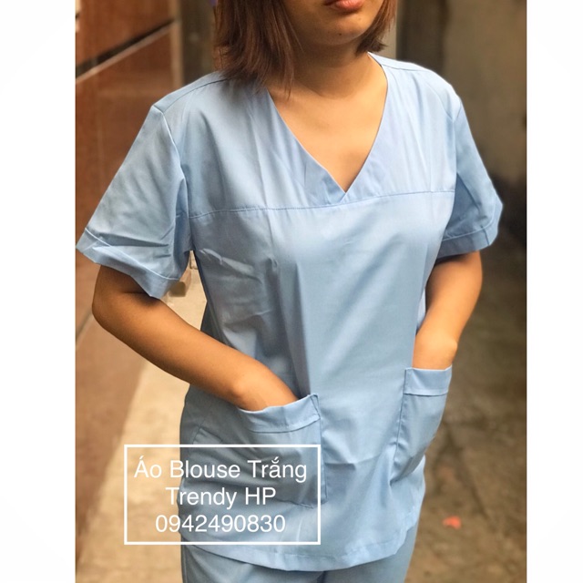 Bộ phẫu thuật nam nữ cao cấp xanh dương - bộ scrubs nam nữ xanh dương