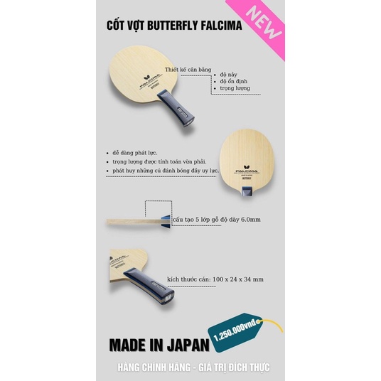 Cốt Vợt Bóng Bàn Butterfly FALCIMA Cao Cấp Hàng Chính Hãng