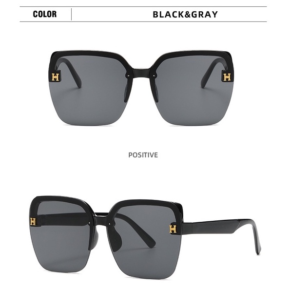 Kính Mát Gọng Vuông To Bằng Nhựa In LOGO H Sang Trọng 2022 Thời Trang Cho Nữ