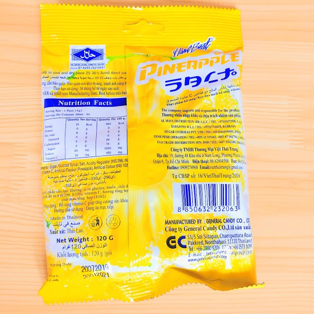 kẹo vi dứa muôi ( trái thơm ) thái lan 120 gram date 2021 | BigBuy360 - bigbuy360.vn