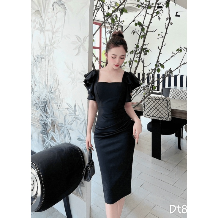 (Free ship) Đầm UMI Tay Bèo Dáng Ôm Siêu HAck Dáng UP HHP Fashion