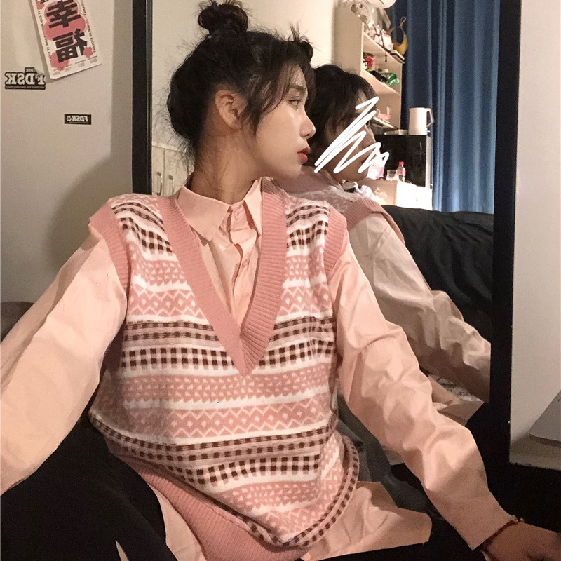 Áo Khoác Không Tay Cổ Chữ V Dáng Rộng Thời Trang Hàn Quốc