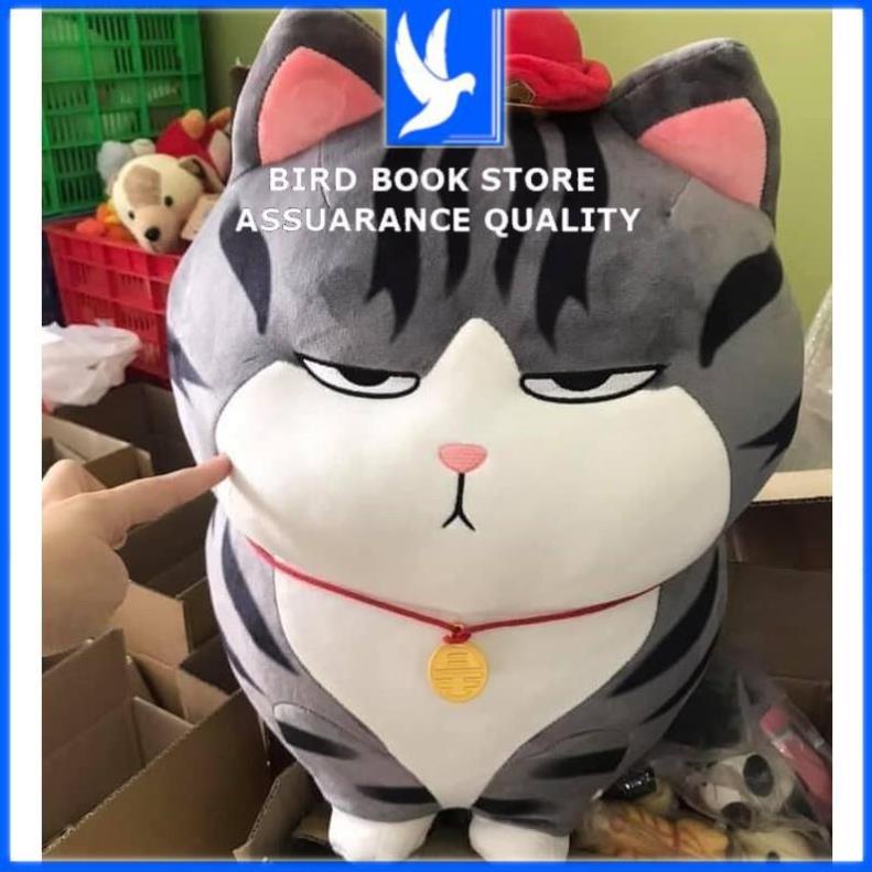 Gối ôm hình thú Mèo Hoàng Thượng Khổng Lồ hàng cao cấp - Gấu bông ôm ngủ vải nhung co dãn 4 chiều Bird book