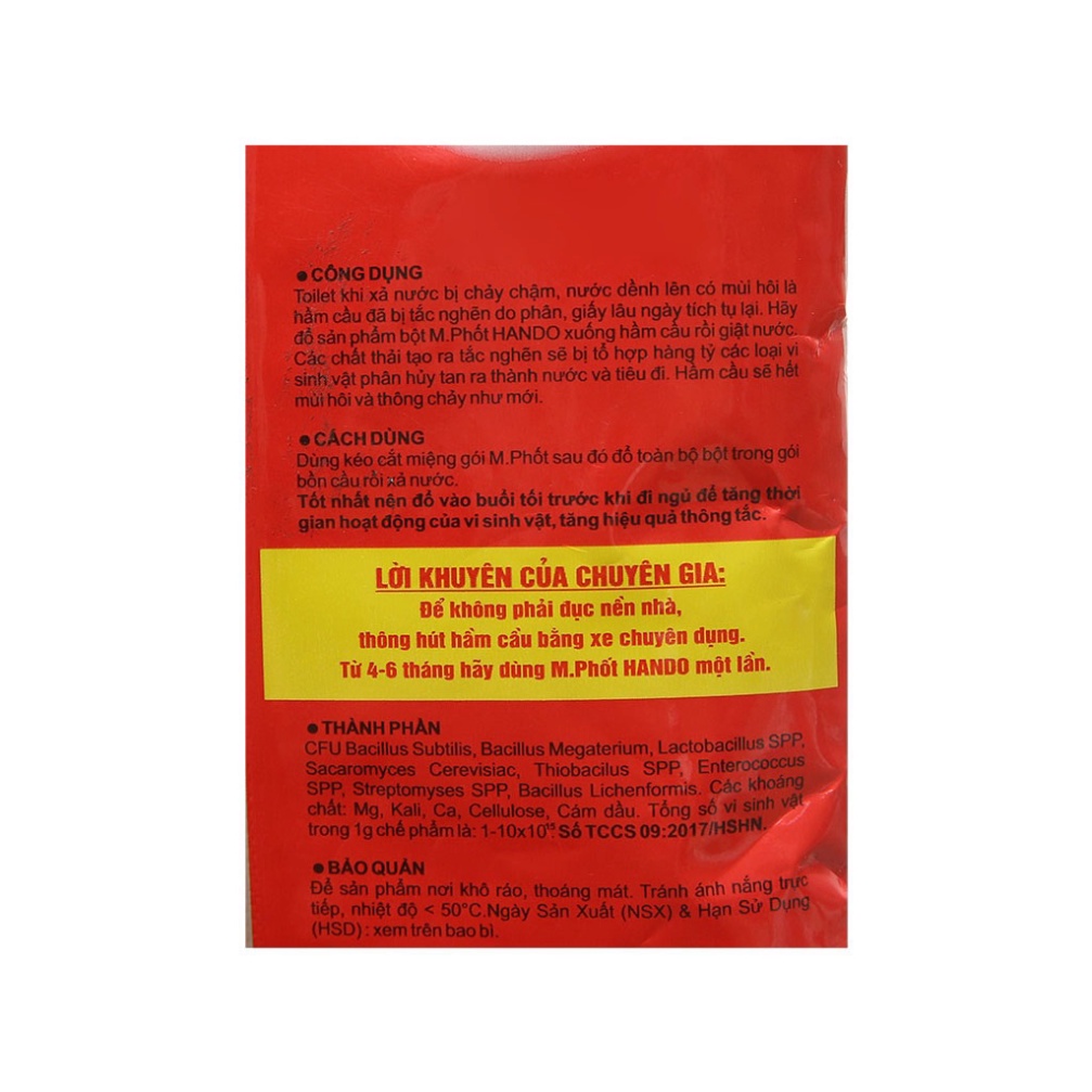 Gói bột thông tắc khử mùi hầm cầu bể phốt 215g Hando