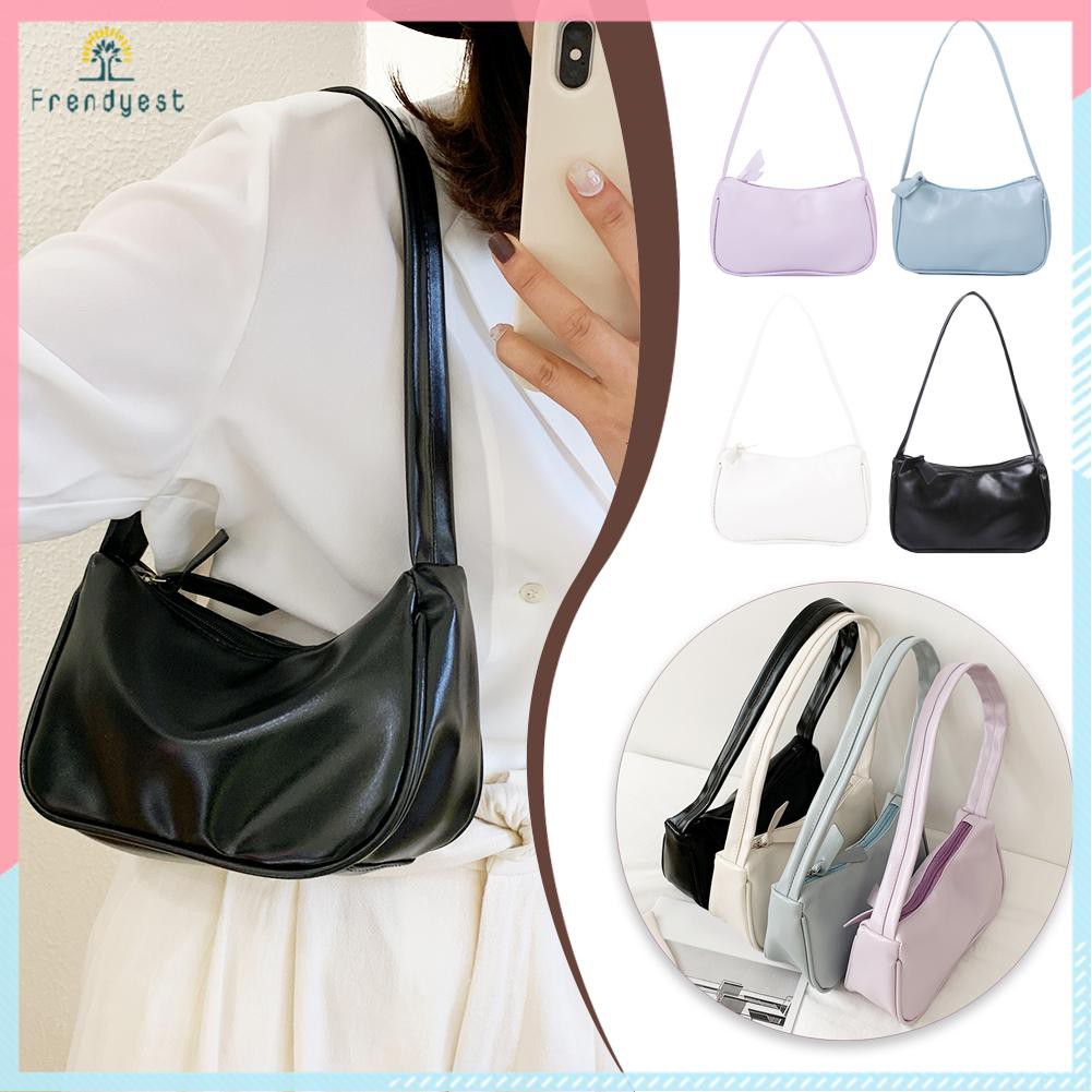 Túi đeo vai da PU màu trơn phong cách thời trang cho nữ