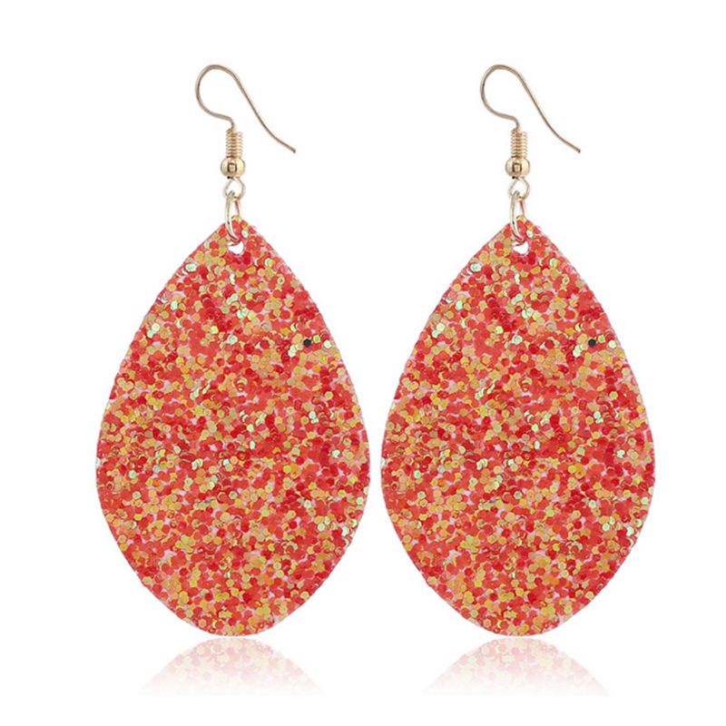 1 Đôi Bông Tai Da Đính Kim Sa Hình Hoa Thời Trang