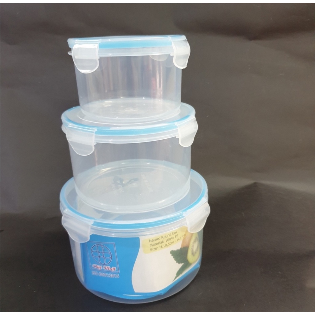 Bộ 3 hộp đựng thực phẩm nhựa Việt Nhật. kích thước: 20x14x9 cm. 18x12x7,5 cm 15,5x11x6 cm. Hộp bảo quản thức ăn