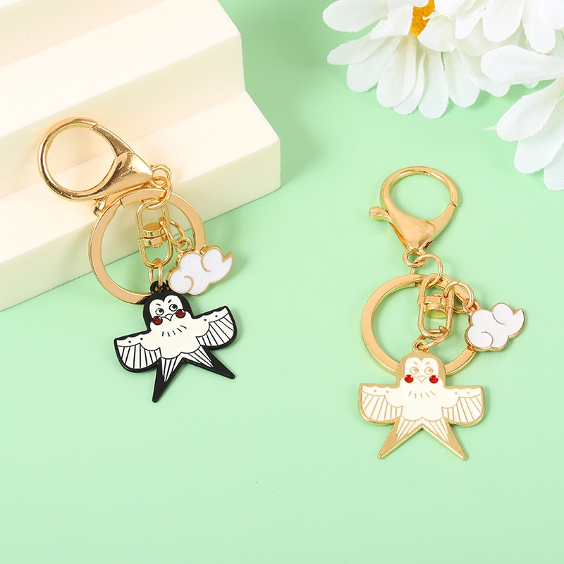 Móc khóa QIHE JEWELRY hình chim én màu vàng/ đen làm quà tặng cho bạn bè