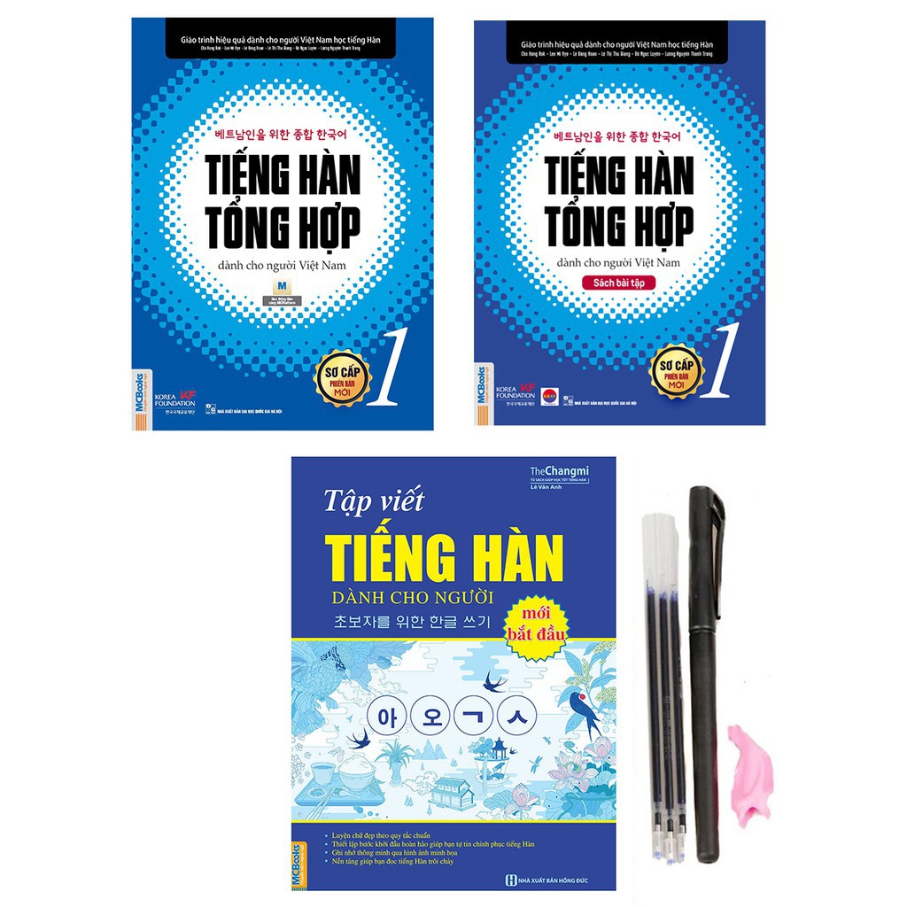 Sách - Trọn Bộ Tiếng Hàn Tổng Hợp Dành Cho Người Việt Và Tập Viết Chữ Hàn (Tặng Kèm Bút Mực Bay Màu)