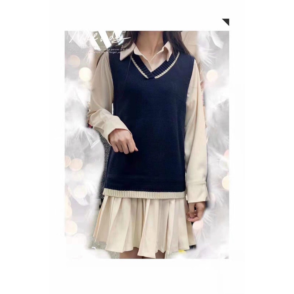 Set gile len váy sơ mi chân dập ly hàng QC