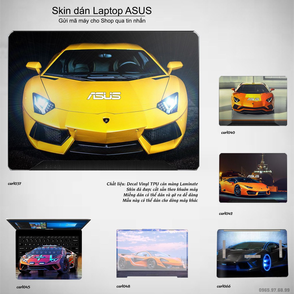 Skin dán Laptop Asus in hình xe hơi nhiều mẫu 2 (inbox mã máy cho Shop)