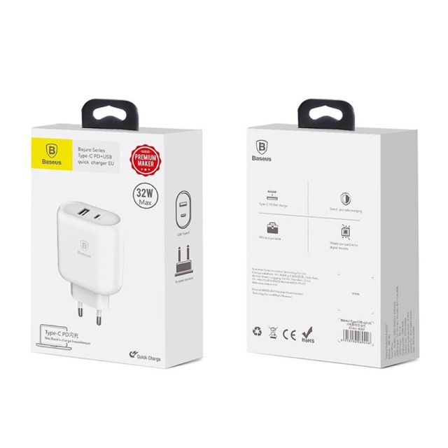 Củ sạc nhanh Baseus Bojur 23W cổng Type C PD cho iPhone/ MacBook IPad chính hãng