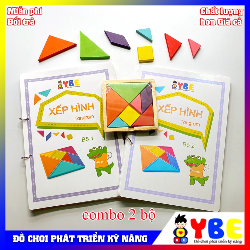 Đồ chơi trí tuệ xếp hình Tangram bộ 2 phát triển kỹ năng vừa chơi vừa học theo phương pháp montessori cho bé từ 2 tuổi