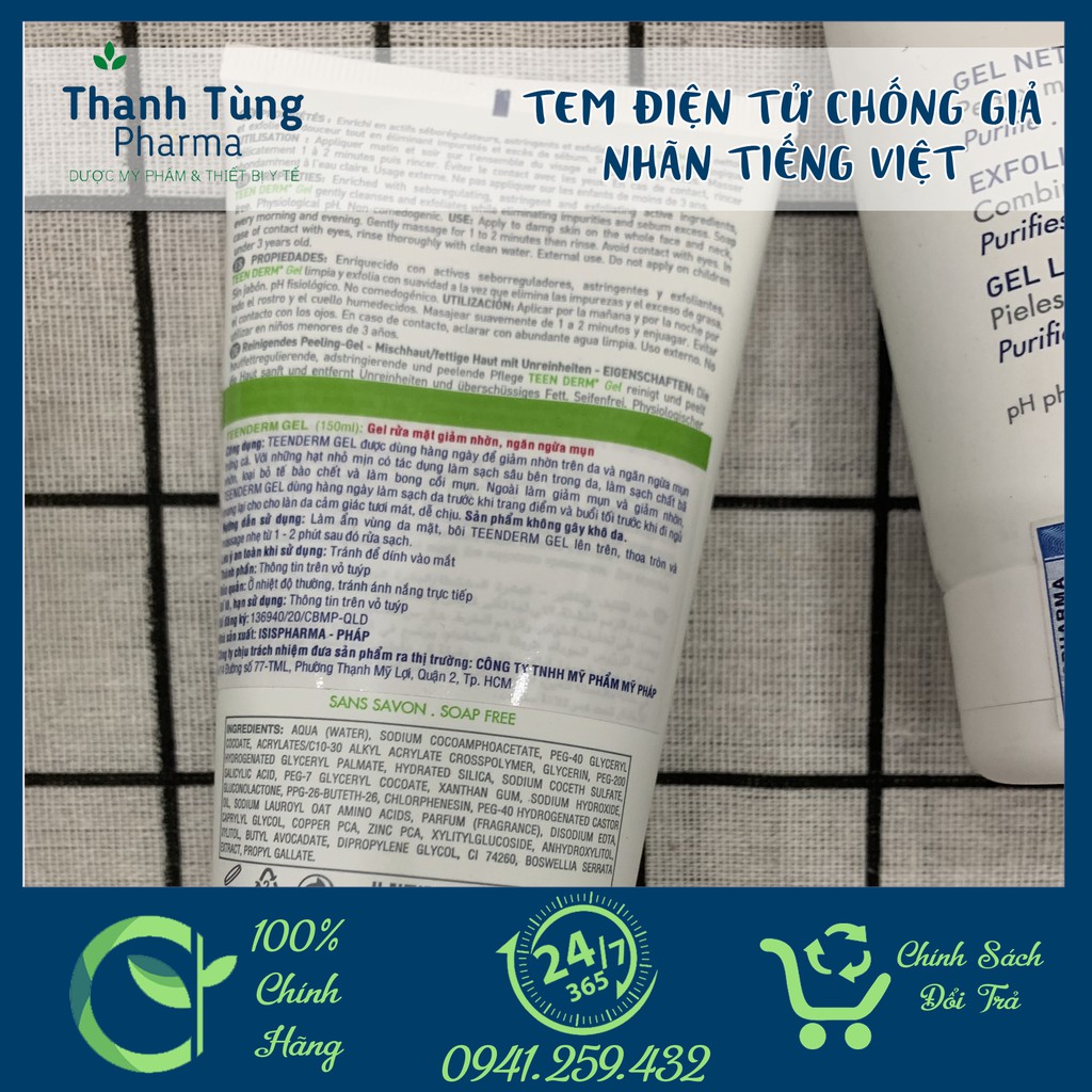 Isis Pharma Teen Derm Gel [CHÍNH HÃNG] Sữa Rửa Mặt Giảm Nhờn & Ngăn Ngừa Mụn Nhập Khẩu Pháp 150ml | BigBuy360 - bigbuy360.vn