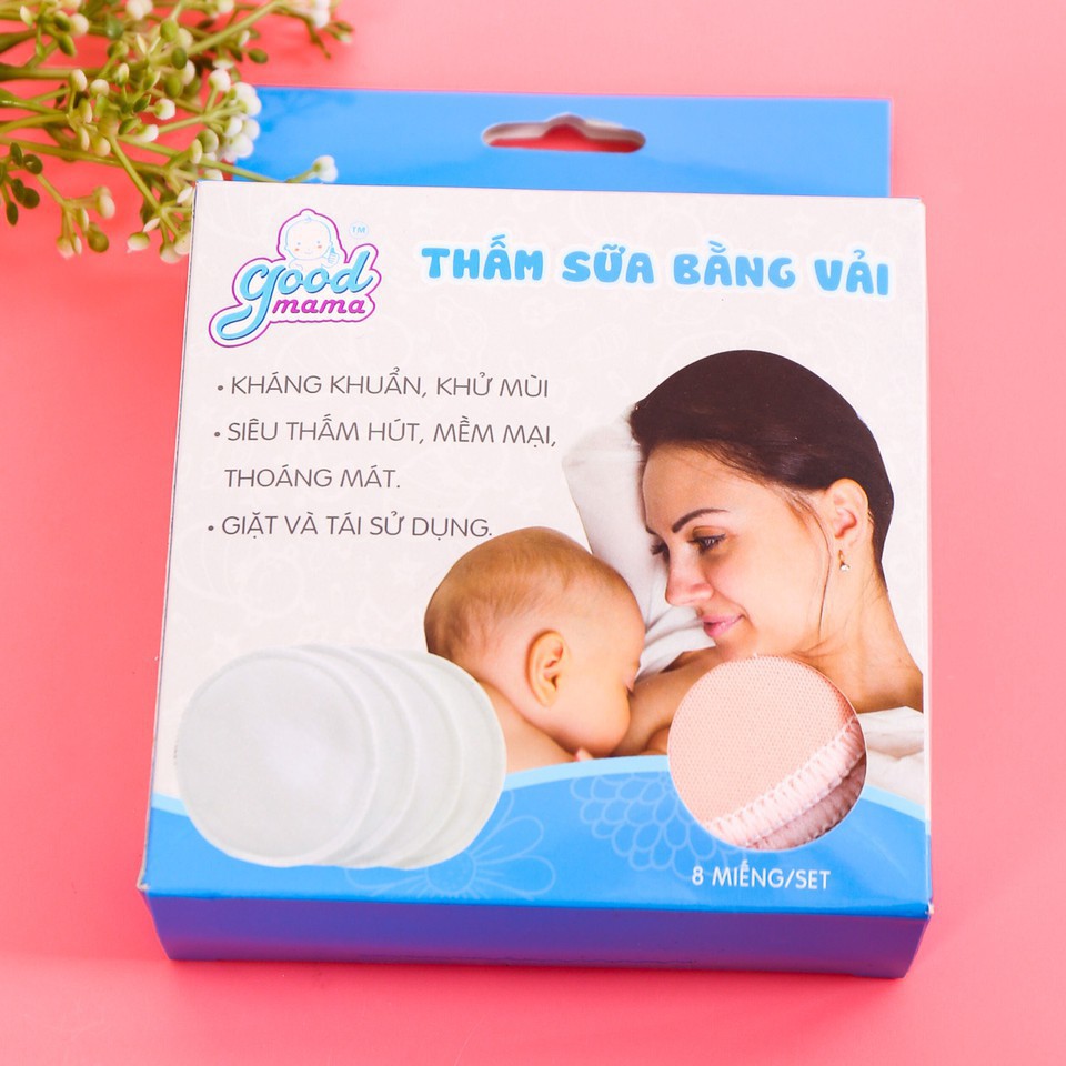 Combo 8 Miếng lót thấm sữa Goodmama cao cấp Tặng 1 bát chống đổ kèm thìa báo nóng