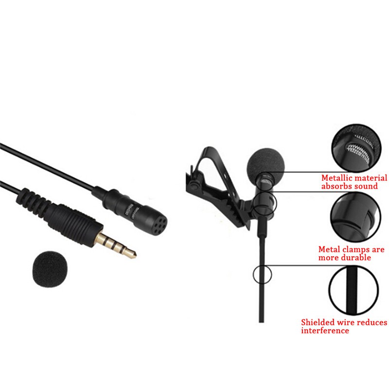 [funnyhouse]Lavalier Mic Microphone Case For IPhone Smart Phone Recording PC Clip-on Lapel