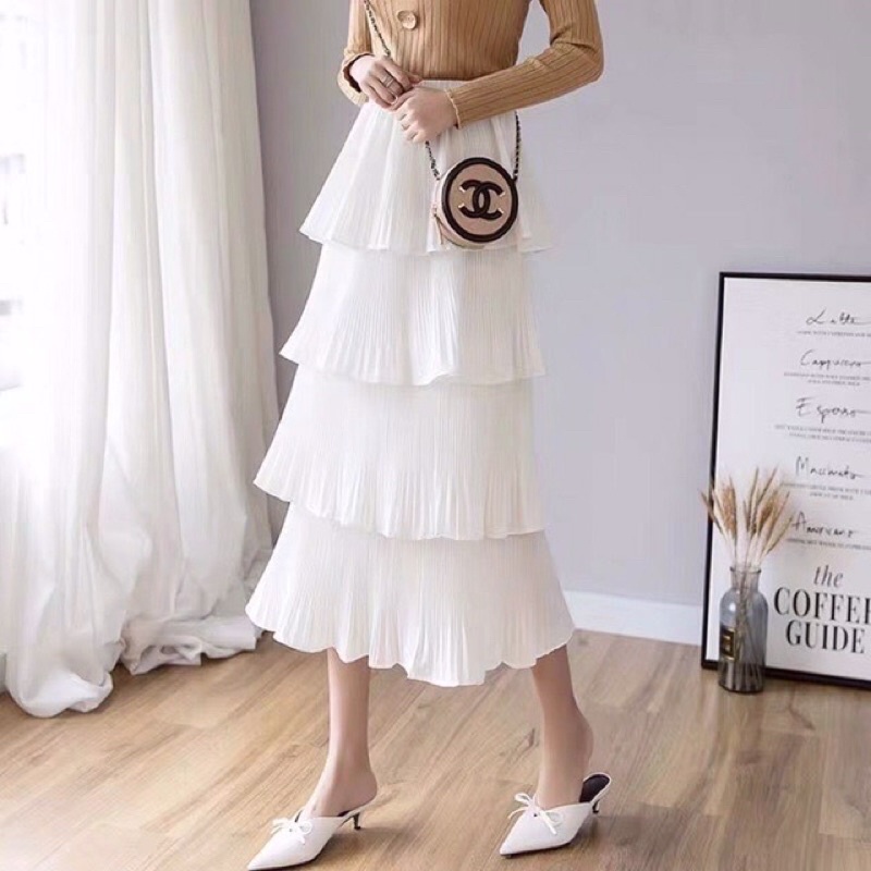 Chân váy xêp ly 4 tầng siêu đẹp