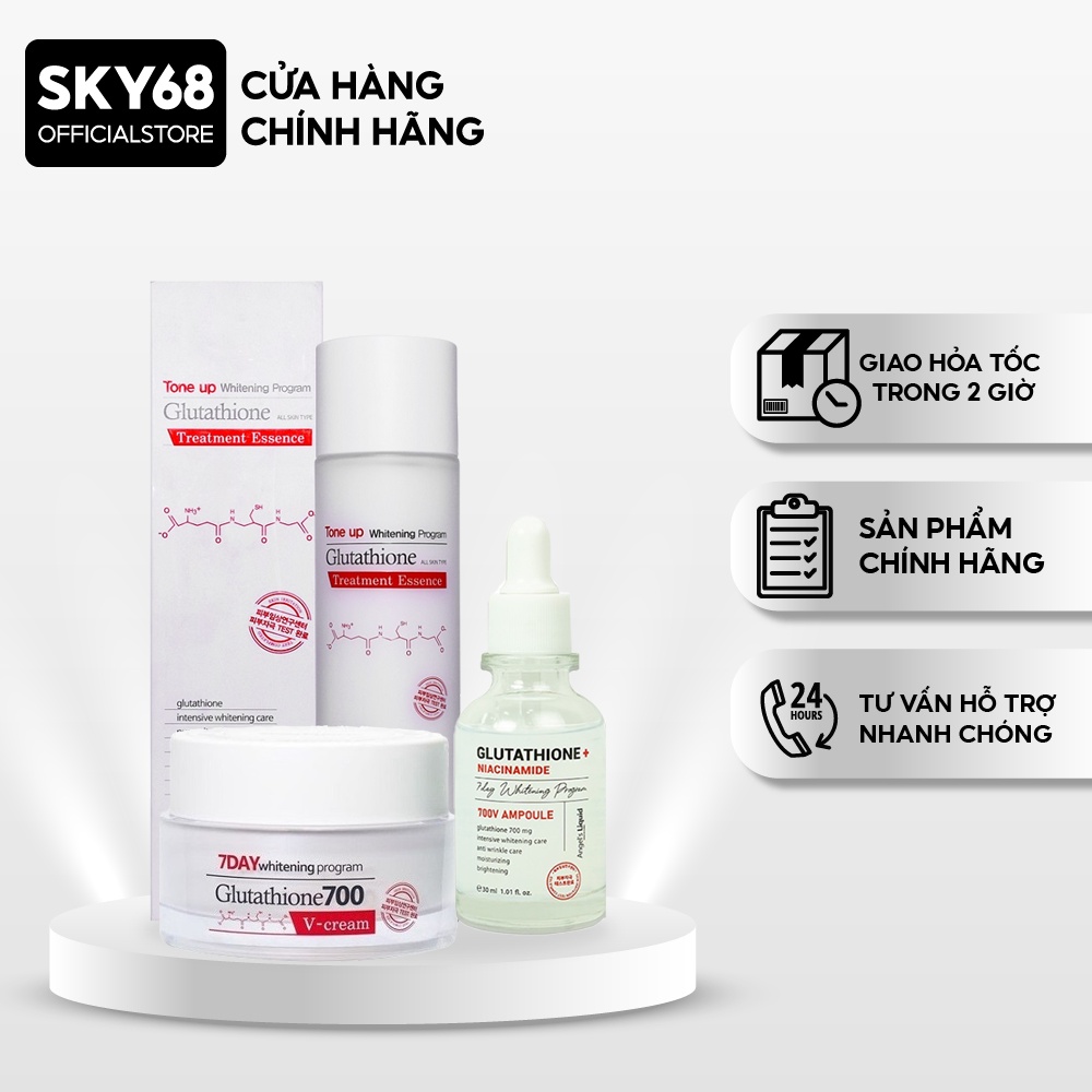Bộ 3 sản phẩm dưỡng trắng da mờ thâm nám Angel's Liquid Glutathione700
